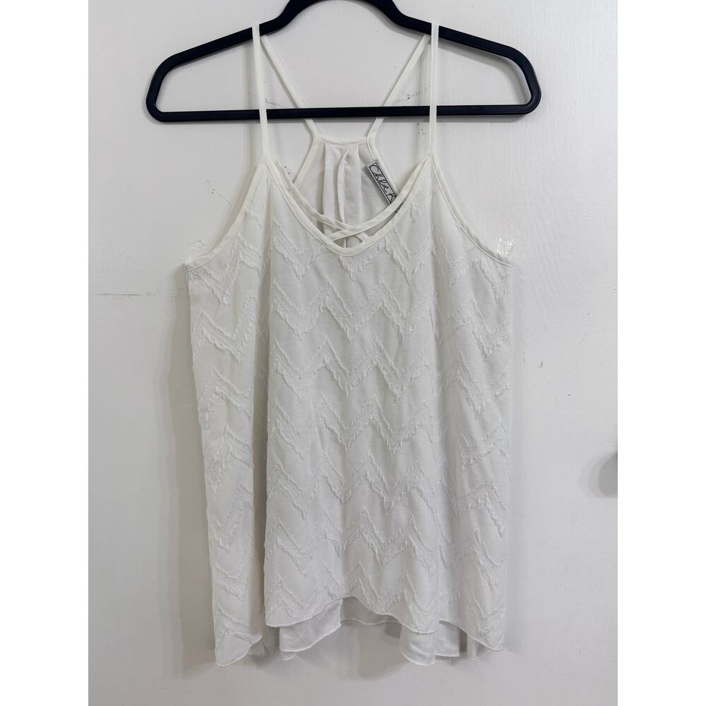 CHLOE K Nordstrom Textured Chevron Spaghetti Strap Top M (1354)